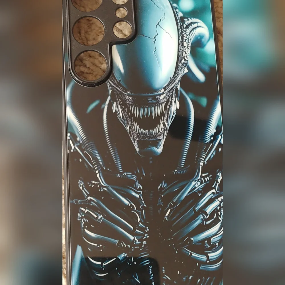 Alien Predator Black Glass Phone Case - Protective Design